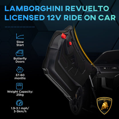 AIYAPLAY Lamborghini Revuelto Licensed Ride on Car, with Suspension, Black