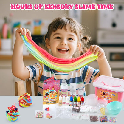 DIY Ice Cream Slime Making Kit for Girls Age 8-12 | Arts and Crafts for Kids-Diy Slime Kit with Fluffy Butter Cloud and Slime Activator, Birthday Gifts for Boys and Girls