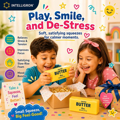 Butter Squishy Toy, 1Pc Squishy Butter Stick Fidget Toy, Soft Slow Rising Squishy for Kids, Cute Butter Squishy Style Squeeze Toy for Party Bags & Desk Gifts, Stress Relief Fidget Toy