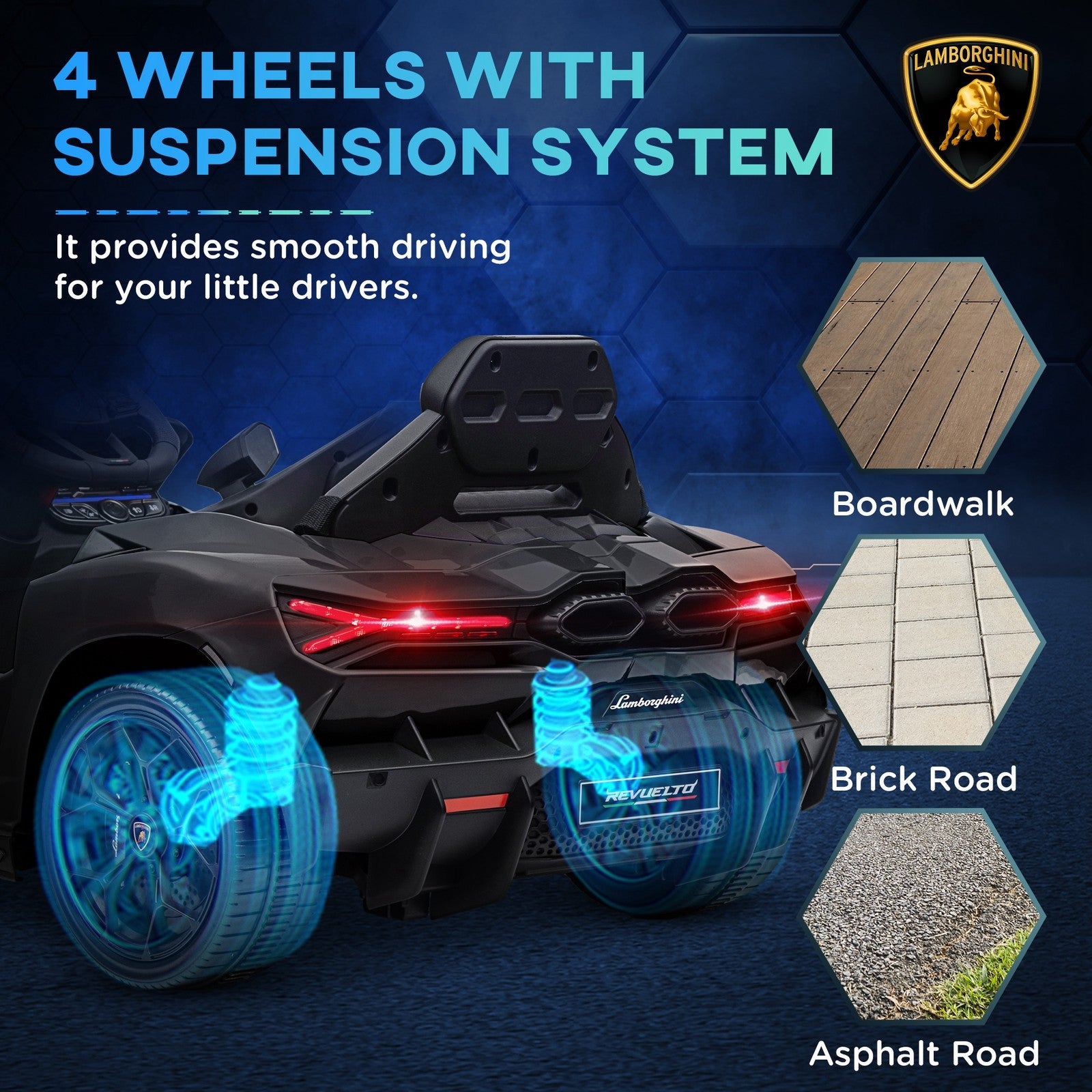 AIYAPLAY Lamborghini Revuelto Licensed Ride on Car, with Suspension, Black