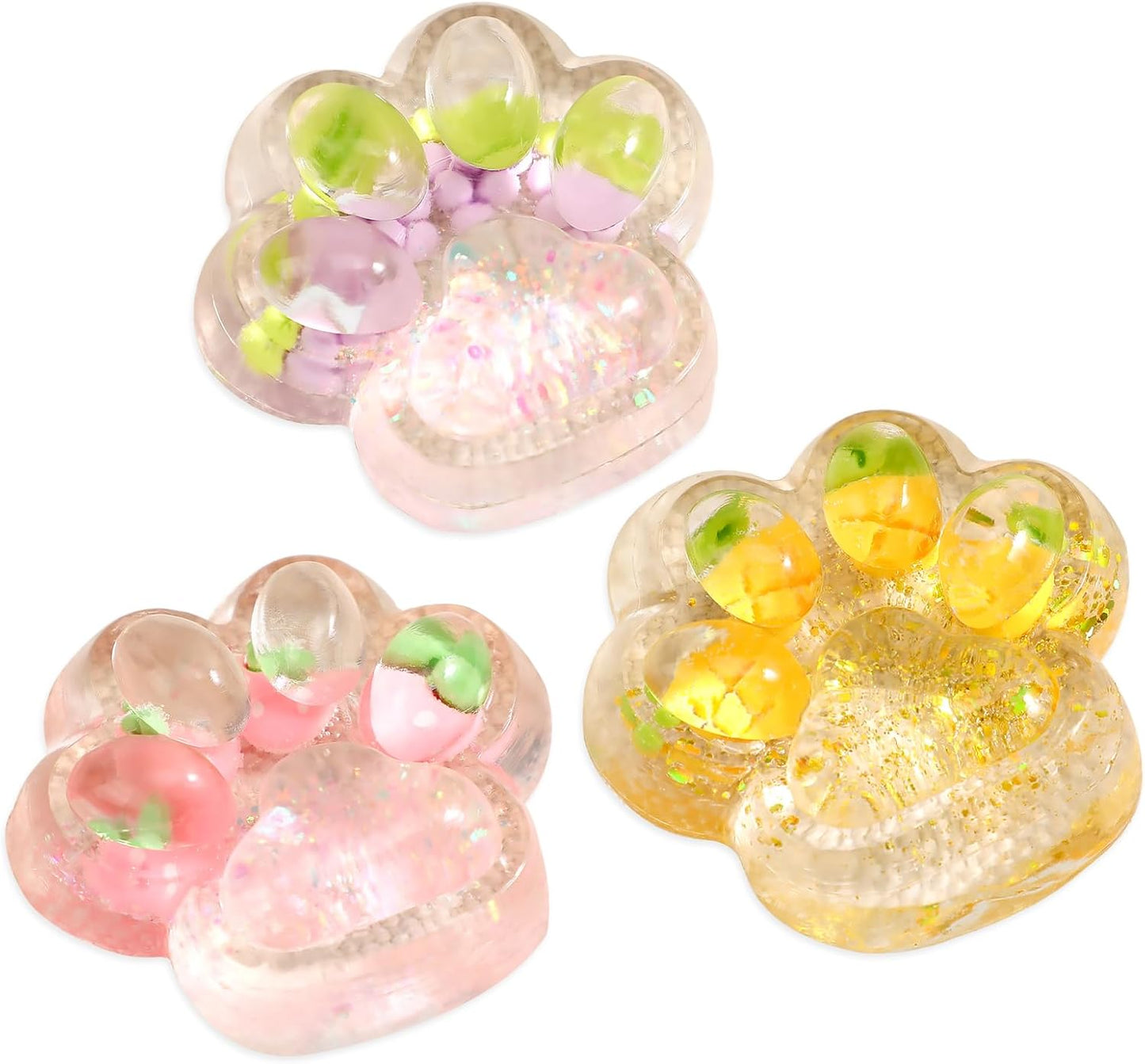 3 Pcs Cat Paw Squishy, Taba Squishy Paw Kit for Stress Relief, Fruits Taba Cat Paw Squishys, Fufu Squishys, Squeeze Toys, Soft Fidget Toys Adorable for Kids & Adults Party Gifts