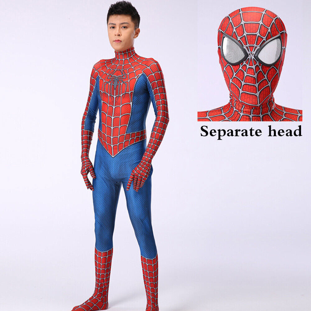 Raimi Spiderman Costume Adult Men Kids Boys Cosplay Jumpsuit Party Fancy Dress