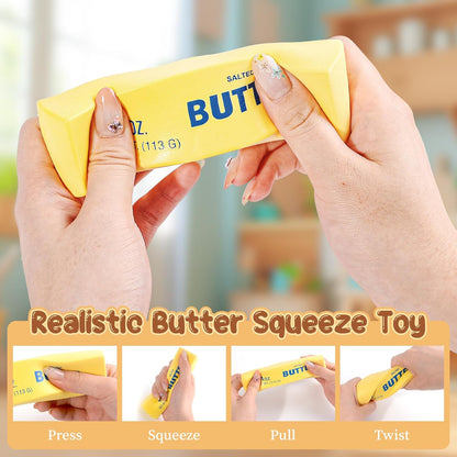 Squeeze Butter Toy, Butter Squishy Stress Toy, Slow Rebound Butter Squeeze Stress Toy, 5.5"X1.5" Stress Relief Sensory Toys for Adults, Funny Novelty Office Desk Decor (A-1PC)
