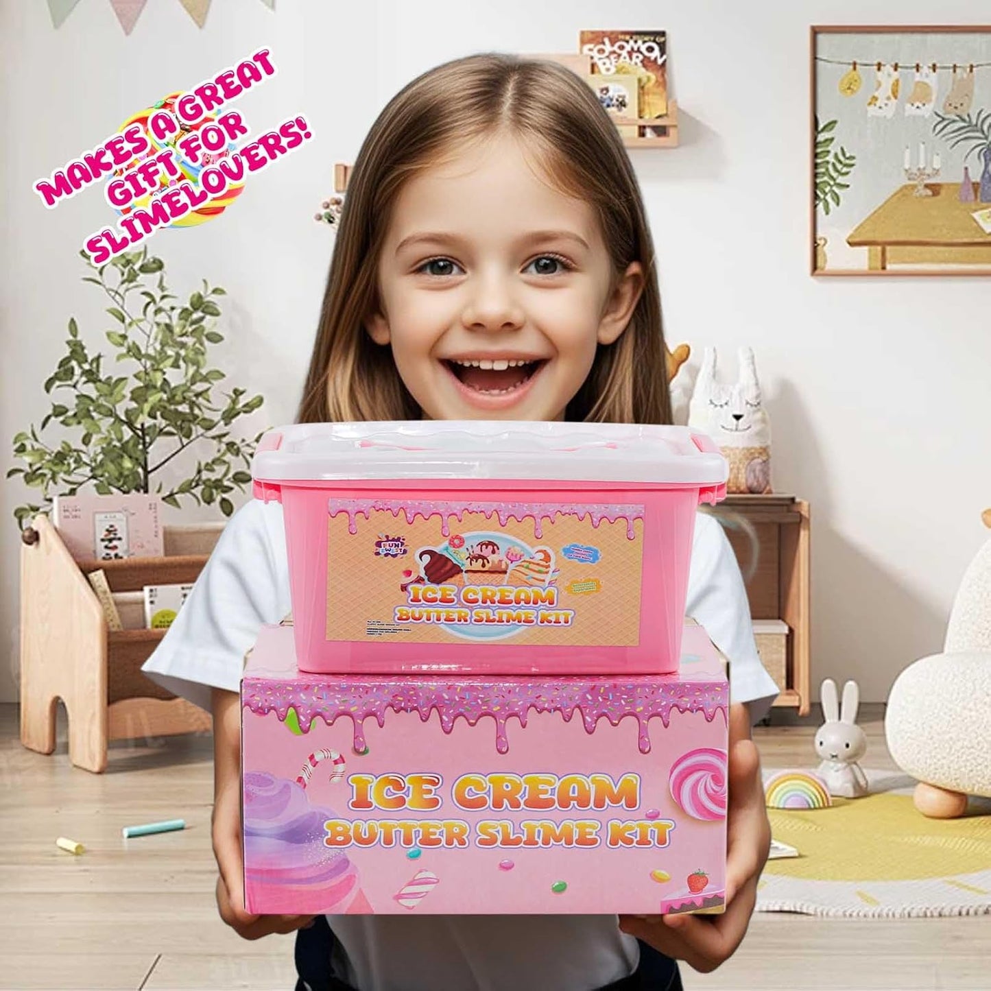 DIY Ice Cream Slime Making Kit for Girls Age 8-12 | Arts and Crafts for Kids-Diy Slime Kit with Fluffy Butter Cloud and Slime Activator, Birthday Gifts for Boys and Girls