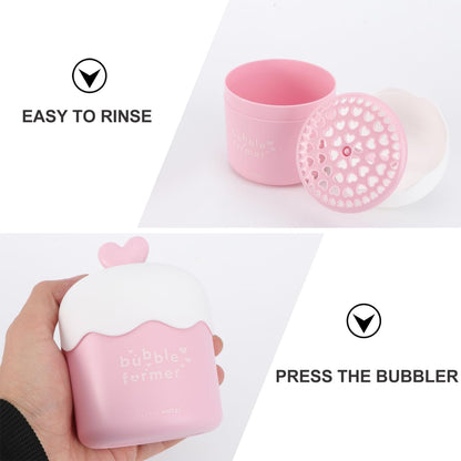 Foam Maker Cup, Portable Manual Face Cleanser & Shampoo Foaming Dispenser for Home and Travel, Cute Pink Skincare Bubble Tool