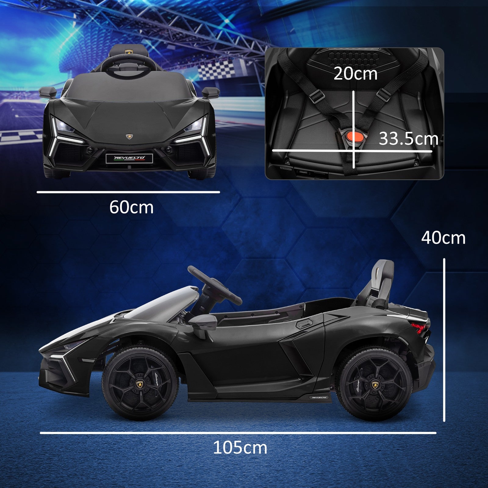 AIYAPLAY Lamborghini Revuelto Licensed Ride on Car, with Suspension, Black