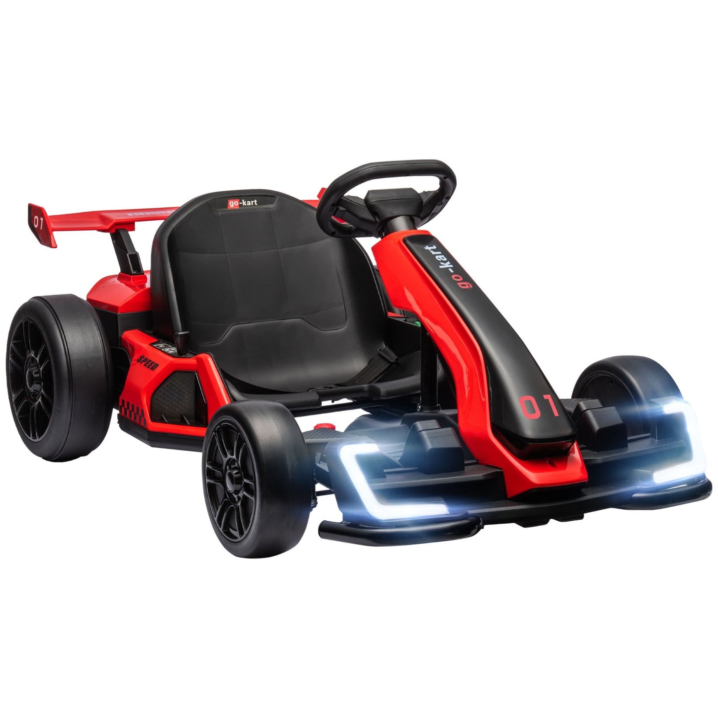 HOMCOM 24V Electric Go Kart for Kids with Adjustable Seat, Red