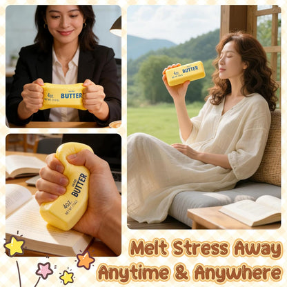 Squeeze Butter Toy, Butter Squishy Stress Toy, Slow Rebound Butter Squeeze Stress Toy, 5.5"X1.5" Stress Relief Sensory Toys for Adults, Funny Novelty Office Desk Decor (A-1PC)