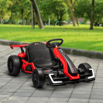 HOMCOM 24V Electric Go Kart for Kids with Adjustable Seat, Red