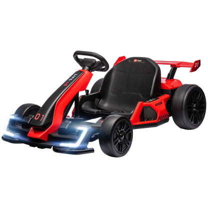 HOMCOM 24V Electric Go Kart for Kids with Adjustable Seat, Red