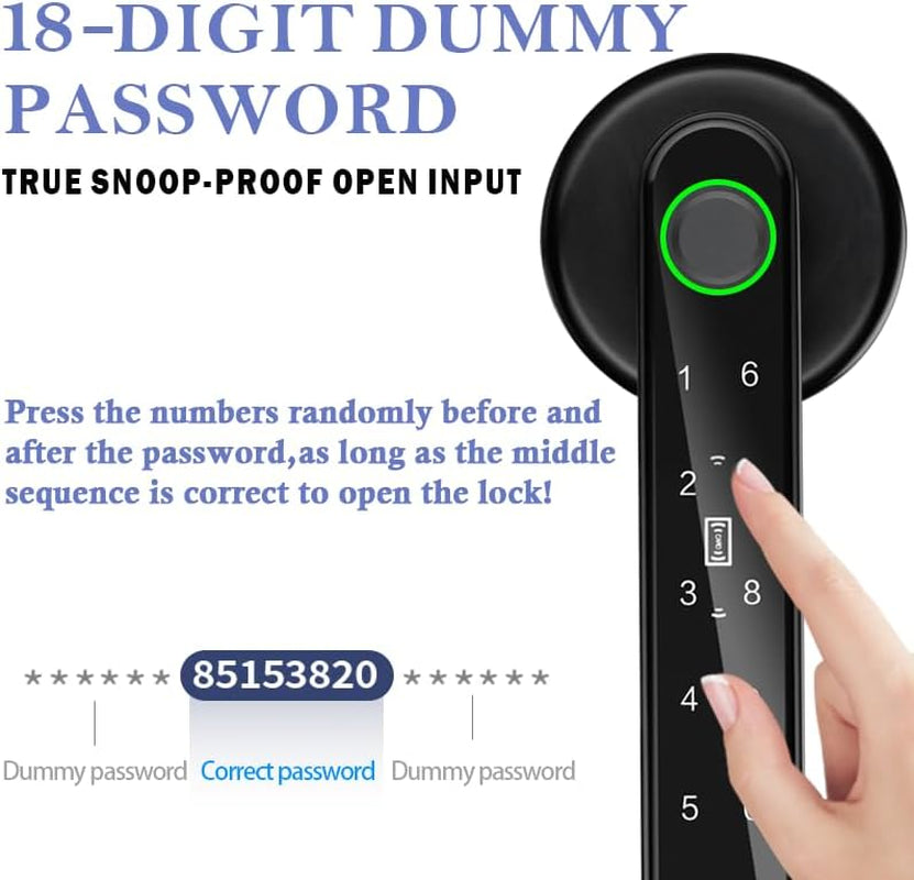 Smart Fingerprint Door Lock, Biometric Keyless Entry Door Lock(Black) | APP - Cards - Backup Key - Fingerprints - Codes for Bedroom Hotel Office Apartment and More