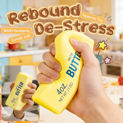 Squeeze Butter Toy, Butter Squishy Stress Toy, Slow Rebound Butter Squeeze Stress Toy, 5.5"X1.5" Stress Relief Sensory Toys for Adults, Funny Novelty Office Desk Decor (A-1PC)