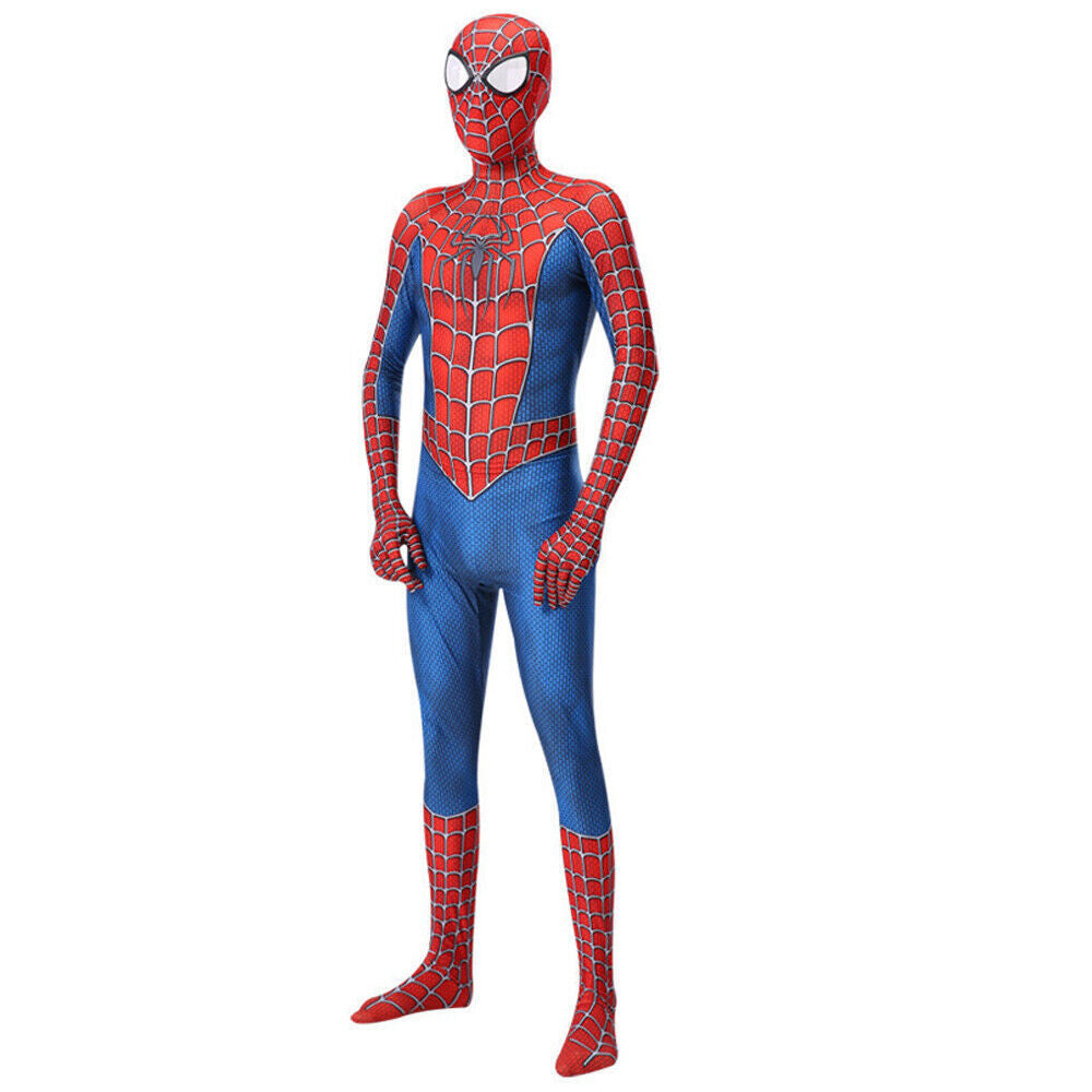 Raimi Spiderman Costume Adult Men Kids Boys Cosplay Jumpsuit Party Fancy Dress