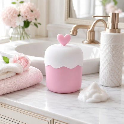 Foam Maker Cup, Portable Manual Face Cleanser & Shampoo Foaming Dispenser for Home and Travel, Cute Pink Skincare Bubble Tool