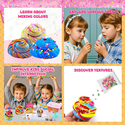 DIY Ice Cream Slime Making Kit for Girls Age 8-12 | Arts and Crafts for Kids-Diy Slime Kit with Fluffy Butter Cloud and Slime Activator, Birthday Gifts for Boys and Girls