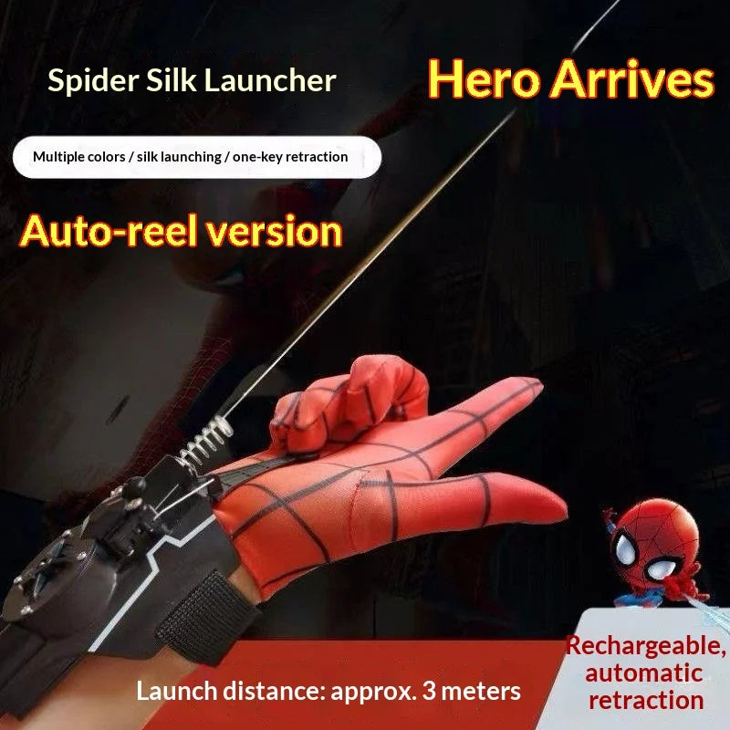 Electric Auto Retractable Spider Web Shooter Wrist Mounted Web Launcher Novelty Cosplay Prop for Adult Hero Role Play Anime Toys