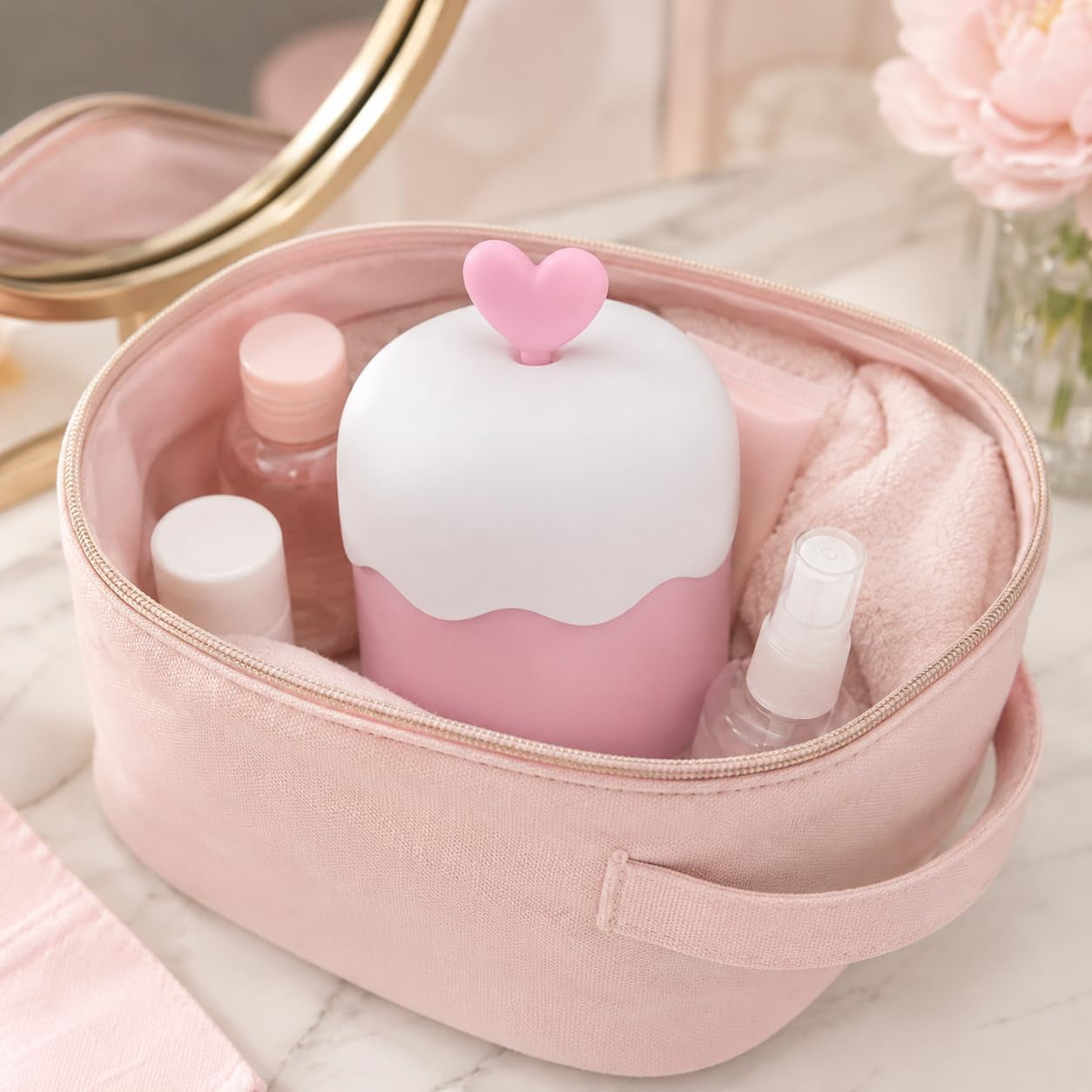 Foam Maker Cup, Portable Manual Face Cleanser & Shampoo Foaming Dispenser for Home and Travel, Cute Pink Skincare Bubble Tool