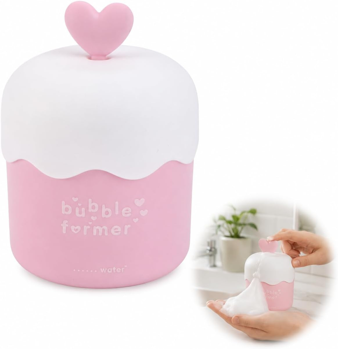 Foam Maker Cup, Portable Manual Face Cleanser & Shampoo Foaming Dispenser for Home and Travel, Cute Pink Skincare Bubble Tool