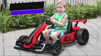 HOMCOM 24V Electric Go Kart for Kids with Adjustable Seat, Red
