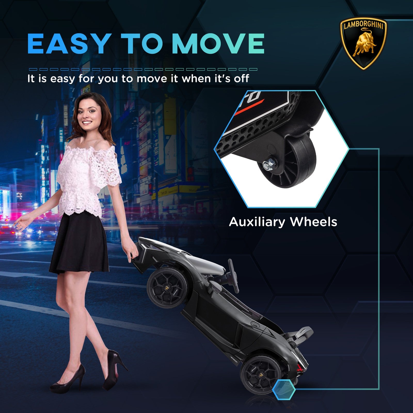 AIYAPLAY Lamborghini Revuelto Licensed Ride on Car, with Suspension, Black
